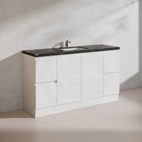 Lukka Alpha 1500mm Gloss White PVC Freestanding Vanity with Soft Closing Finger Pull Doorss