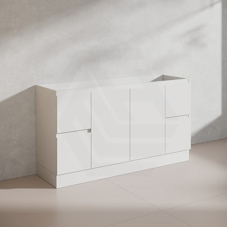 Lukka Alpha 1500mm Gloss White PVC Freestanding Vanity with Soft Closing Finger Pull Doorss