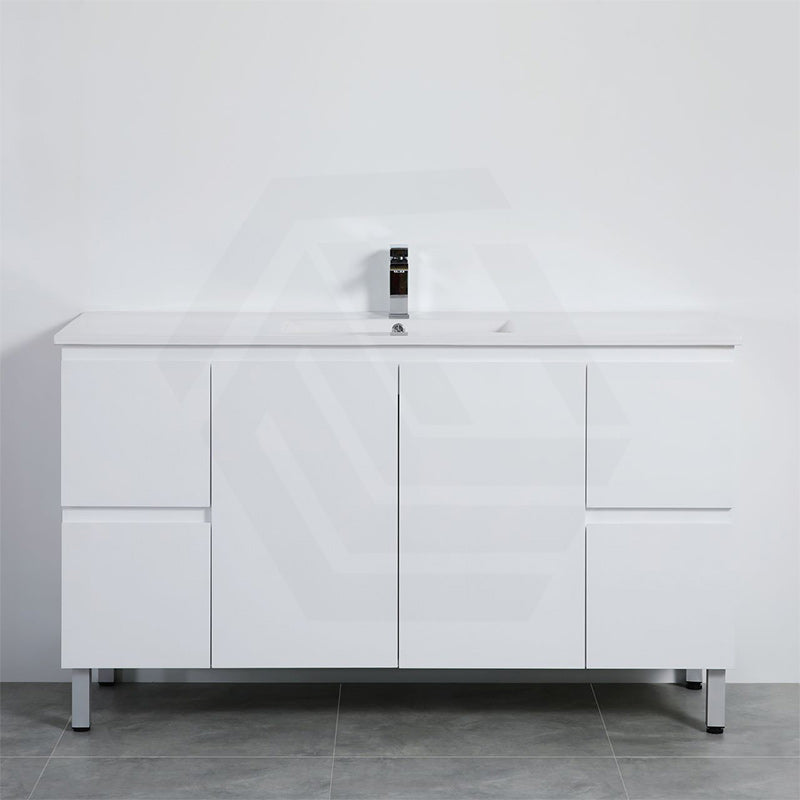 Lukka Alpha 1500mm Gloss White PVC Freestanding Vanity with Soft Closing Finger Pull Doorss