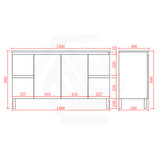 Lukka Alpha 1500mm Gloss White PVC Freestanding Vanity with Soft Closing Finger Pull Doorss