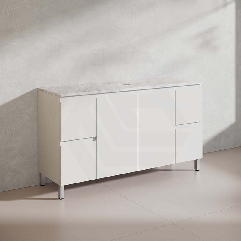 Lukka Alpha 1500mm Gloss White PVC Freestanding Vanity with Soft Closing Finger Pull Doorss