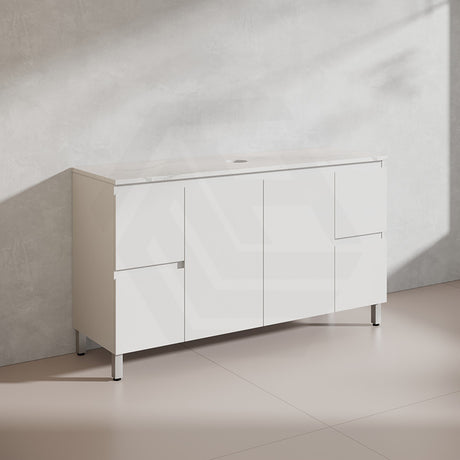 Lukka Alpha 1500mm Gloss White PVC Freestanding Vanity with Soft Closing Finger Pull Doorss