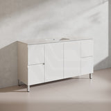 Lukka Alpha 1500mm Gloss White PVC Freestanding Vanity with Soft Closing Finger Pull Doorss