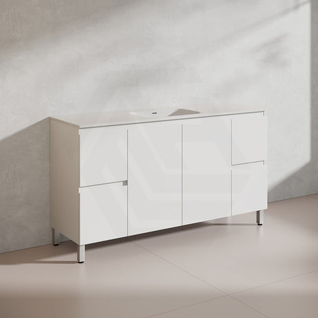 Lukka Alpha 1500mm Gloss White PVC Freestanding Vanity with Soft Closing Finger Pull Doorss