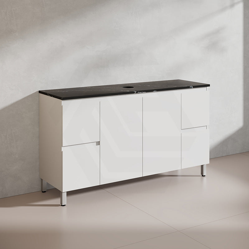 Lukka Alpha 1500mm Gloss White PVC Freestanding Vanity with Soft Closing Finger Pull Doorss