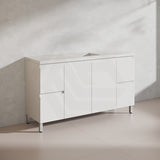Lukka Alpha 1500mm Gloss White PVC Freestanding Vanity with Soft Closing Finger Pull Doorss