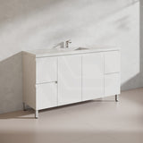 Lukka Alpha 1500mm Gloss White PVC Freestanding Vanity with Soft Closing Finger Pull Doorss