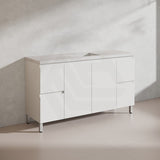 Lukka Alpha 1500mm Gloss White PVC Freestanding Vanity with Soft Closing Finger Pull Doorss