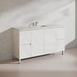Lukka Alpha 1500mm Gloss White PVC Freestanding Vanity with Soft Closing Finger Pull Doorss
