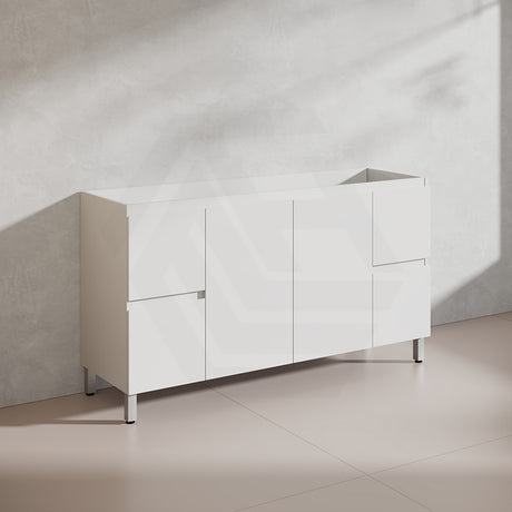 Lukka Alpha 1500mm Gloss White PVC Freestanding Vanity with Soft Closing Finger Pull Doorss
