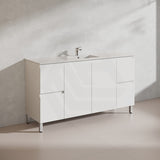 Lukka Alpha 1500mm Gloss White PVC Freestanding Vanity with Soft Closing Finger Pull Doorss