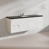 Lukka Alpha 1500mm Gloss White PVC Wall Hung Vanity with Soft Closing Finger Pull Doors and Drawers for Single/Double Bowls