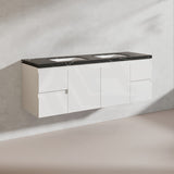 Lukka Alpha 1500mm Gloss White PVC Wall Hung Vanity with Soft Closing Finger Pull Doors and Drawers for Single/Double Bowls