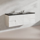 Lukka Alpha 1500mm Gloss White PVC Wall Hung Vanity with Soft Closing Finger Pull Doors and Drawers for Single/Double Bowls