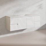 Lukka Alpha 1500mm Gloss White PVC Wall Hung Vanity with Soft Closing Finger Pull Doors and Drawers for Single/Double Bowls