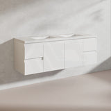 Lukka Alpha 1500mm Gloss White PVC Wall Hung Vanity with Soft Closing Finger Pull Doors and Drawers for Single/Double Bowls