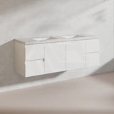 Lukka Alpha 1500mm Gloss White PVC Wall Hung Vanity with Soft Closing Finger Pull Doors and Drawers for Single/Double Bowls