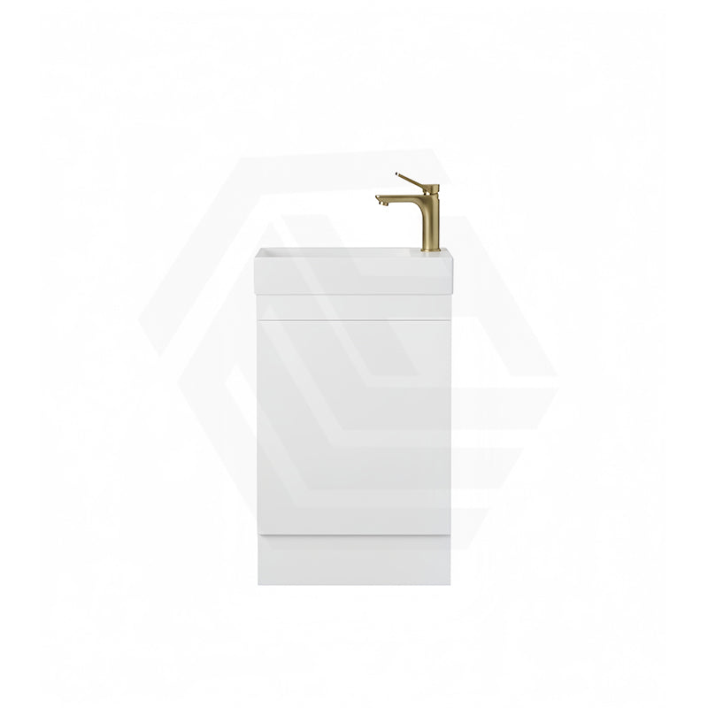 Lukka Alpha 450x244x860mm Gloss White PVC Mini Freestanding Vanity with Soft Closing Finger Pull Door