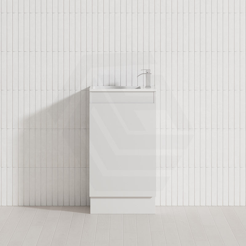 Lukka Alpha 450x244x860mm Gloss White PVC Mini Freestanding Vanity with Soft Closing Finger Pull Door