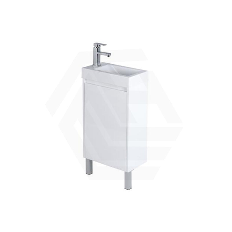 Lukka Alpha 450x244x860mm Gloss White PVC Mini Freestanding Vanity with Soft Closing Finger Pull Door