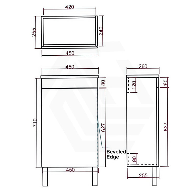 Lukka Alpha 450x244x860mm Gloss White PVC Mini Freestanding Vanity with Soft Closing Finger Pull Door