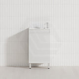 Lukka Alpha 450x244x860mm Gloss White PVC Mini Freestanding Vanity with Soft Closing Finger Pull Door