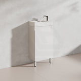 Lukka Alpha 450x244x860mm Gloss White PVC Mini Freestanding Vanity with Soft Closing Finger Pull Door