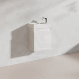 Lukka Alpha 450x255x480mm Gloss White PVC Mini Wall Hung Vanity with Soft Closing Finger Pull Door