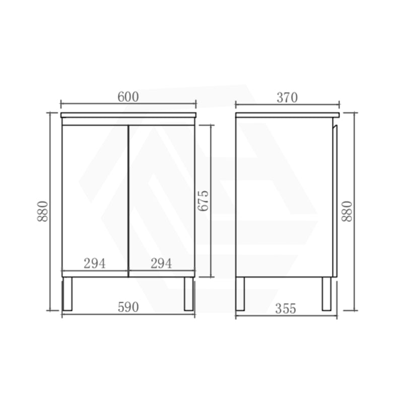 Lukka Alpha 600mm Gloss White Narrow Ensuite Freestanding PVC Vanity with Soft Closing Finger Pull Door