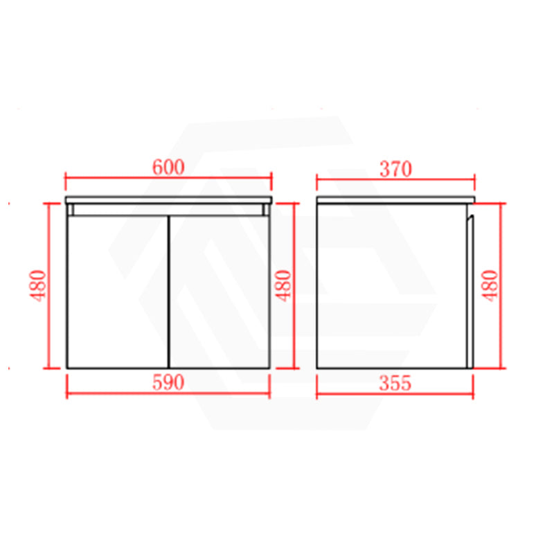 Lukka Alpha Ensuite 600mm Gloss White PVC Narrow Wall Hung Vanity with Soft Closing Finger Pull Doors
