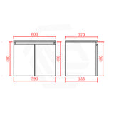Lukka Alpha Ensuite 600mm Gloss White PVC Narrow Wall Hung Vanity with Soft Closing Finger Pull Doors