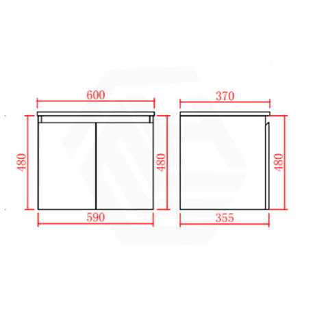 Lukka Alpha Ensuite 600mm Gloss White PVC Narrow Wall Hung Vanity with Soft Closing Finger Pull Doors