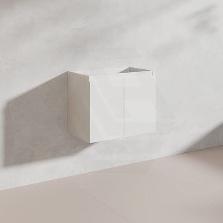 Lukka Alpha Ensuite 600mm Gloss White PVC Narrow Wall Hung Vanity with Soft Closing Finger Pull Doors