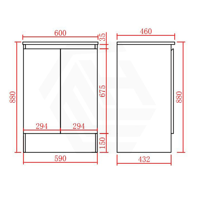 Lukka Alpha 600mm Gloss White PVC Freestanding Vanity with Soft Closing Finger Pull Doors