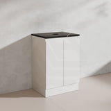 Lukka Alpha 600mm Gloss White PVC Freestanding Vanity with Soft Closing Finger Pull Doors