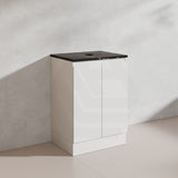 Lukka Alpha 600mm Gloss White PVC Freestanding Vanity with Soft Closing Finger Pull Doors