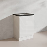 Lukka Alpha 600mm Gloss White PVC Freestanding Vanity with Soft Closing Finger Pull Doors