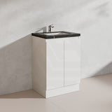 Lukka Alpha 600mm Gloss White PVC Freestanding Vanity with Soft Closing Finger Pull Doors