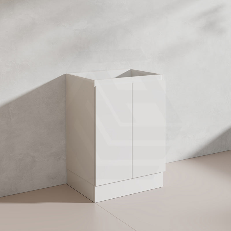 Lukka Alpha 600mm Gloss White PVC Freestanding Vanity with Soft Closing Finger Pull Doors
