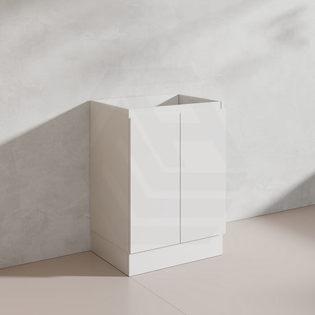 Lukka Alpha 600mm Gloss White PVC Freestanding Vanity with Soft Closing Finger Pull Doors