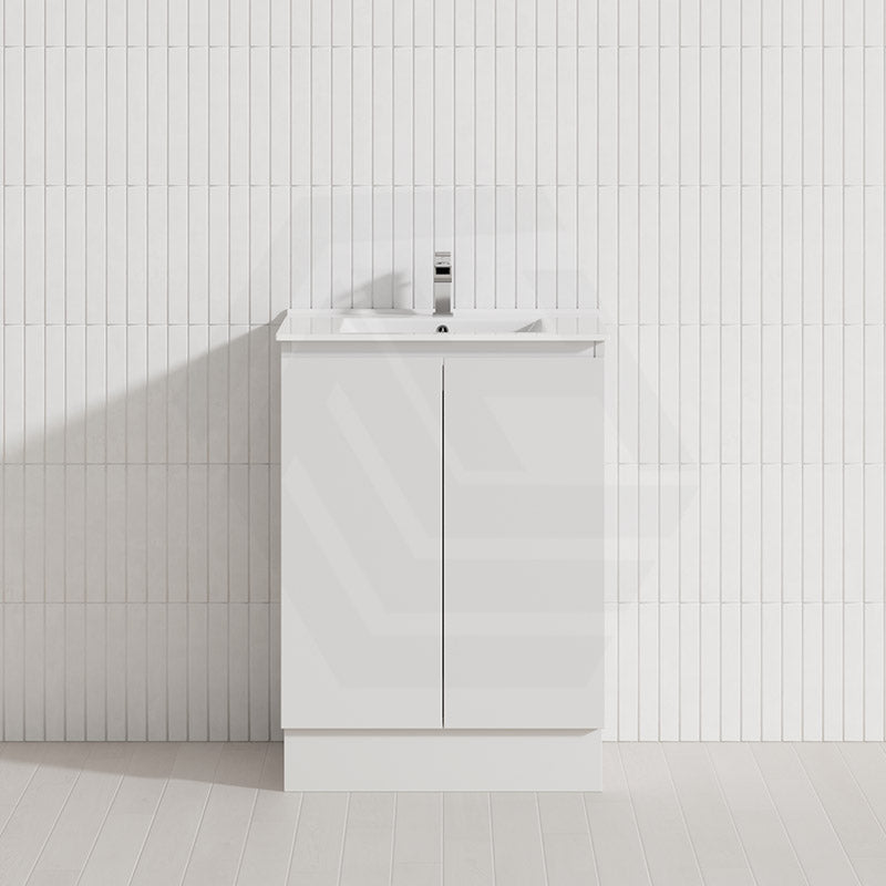 Lukka Alpha 600mm Gloss White PVC Freestanding Vanity with Soft Closing Finger Pull Doors