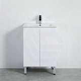 Lukka Alpha 600mm Gloss White PVC Freestanding Vanity with Soft Closing Finger Pull Doors