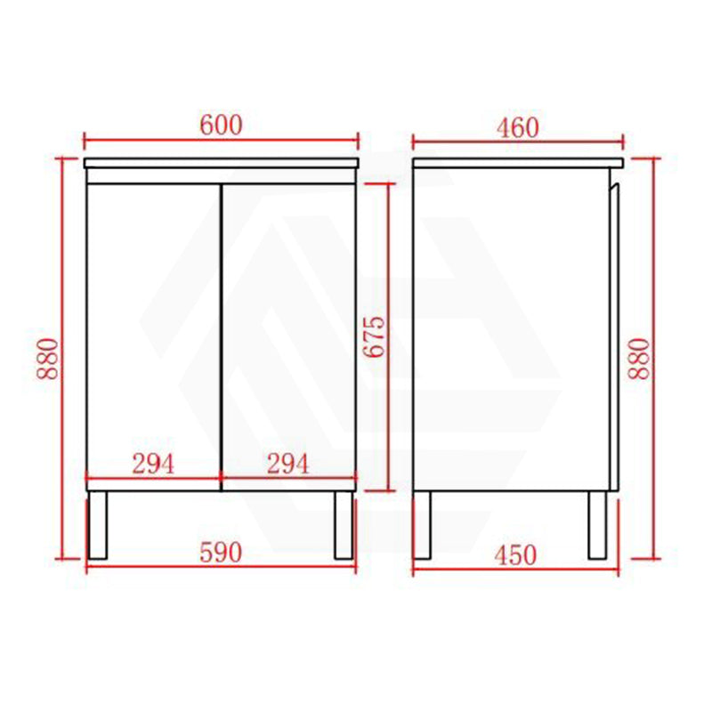 Lukka Alpha 600mm Gloss White PVC Freestanding Vanity with Soft Closing Finger Pull Doors