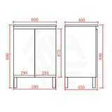 Lukka Alpha 600mm Gloss White PVC Freestanding Vanity with Soft Closing Finger Pull Doors