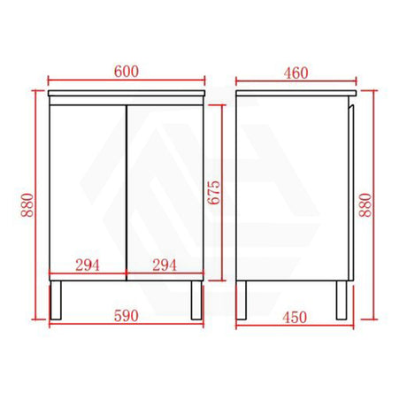 Lukka Alpha 600mm Gloss White PVC Freestanding Vanity with Soft Closing Finger Pull Doors
