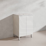 Lukka Alpha 600mm Gloss White PVC Freestanding Vanity with Soft Closing Finger Pull Doors