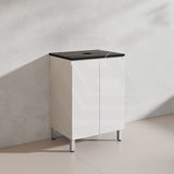 Lukka Alpha 600mm Gloss White PVC Freestanding Vanity with Soft Closing Finger Pull Doors