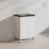 Lukka Alpha 600mm Gloss White PVC Freestanding Vanity with Soft Closing Finger Pull Doors