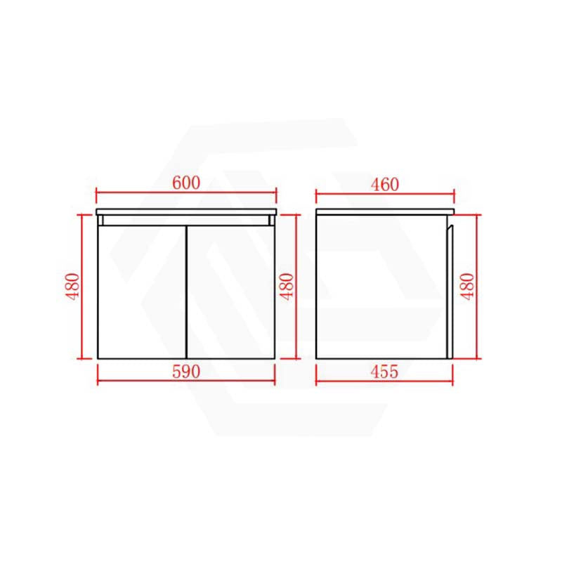 Lukka Alpha 600mm Gloss White PVC Wall Hung Vanity with Soft Closing Finger Pull Door