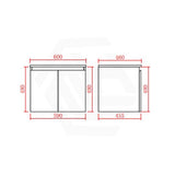 Lukka Alpha 600mm Gloss White PVC Wall Hung Vanity with Soft Closing Finger Pull Door